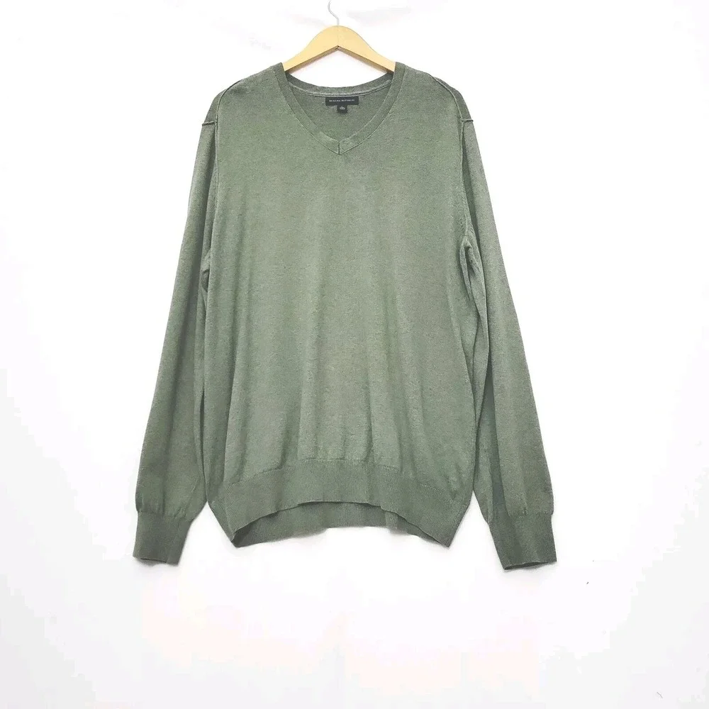 Banana Republic Cashmere Blend‎ Sweater Mens XL Green V-Neck Preppy Layers